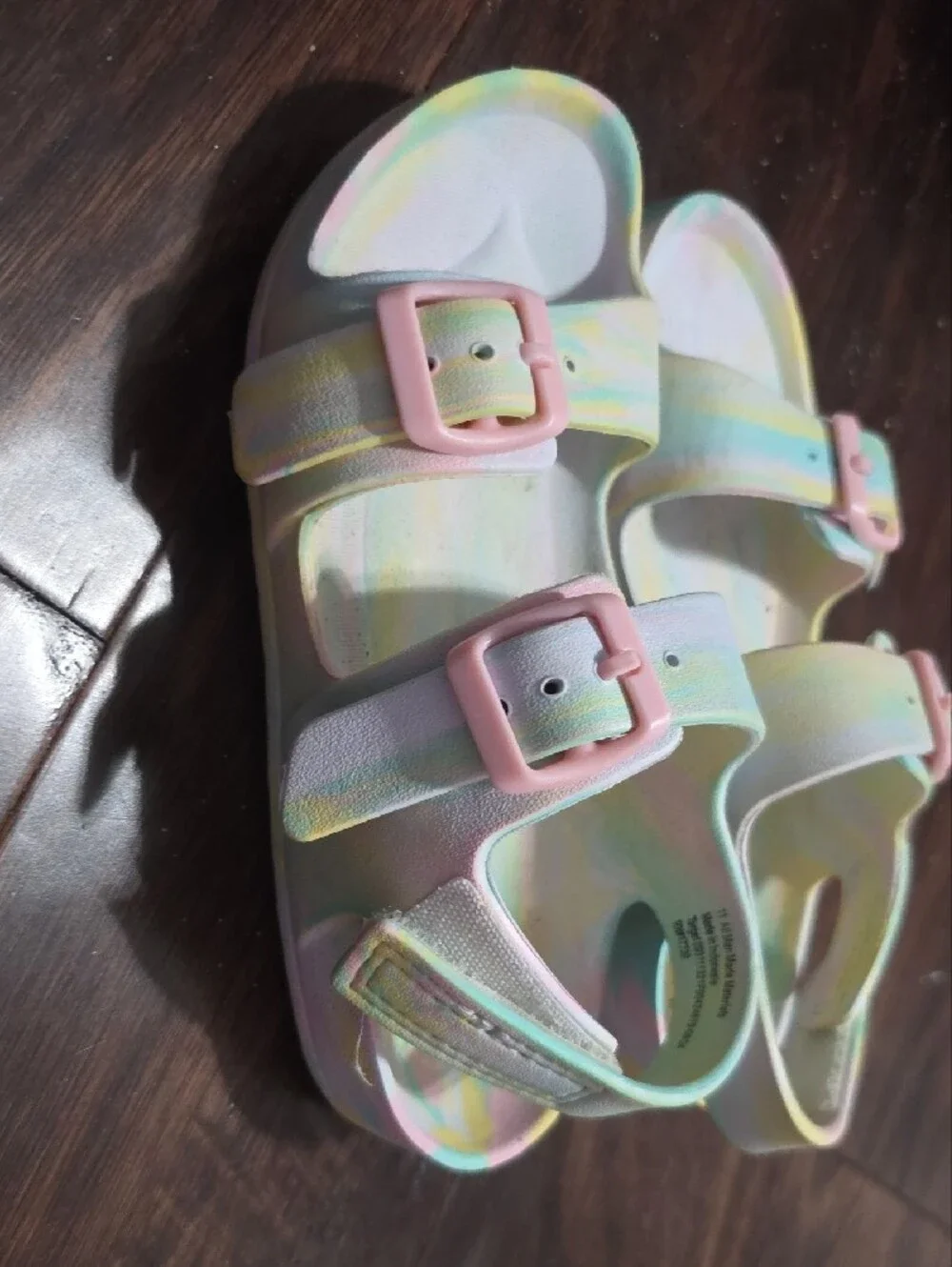 Cat & Jack Pastel Tie-Dye Sandals with Pink Buckles